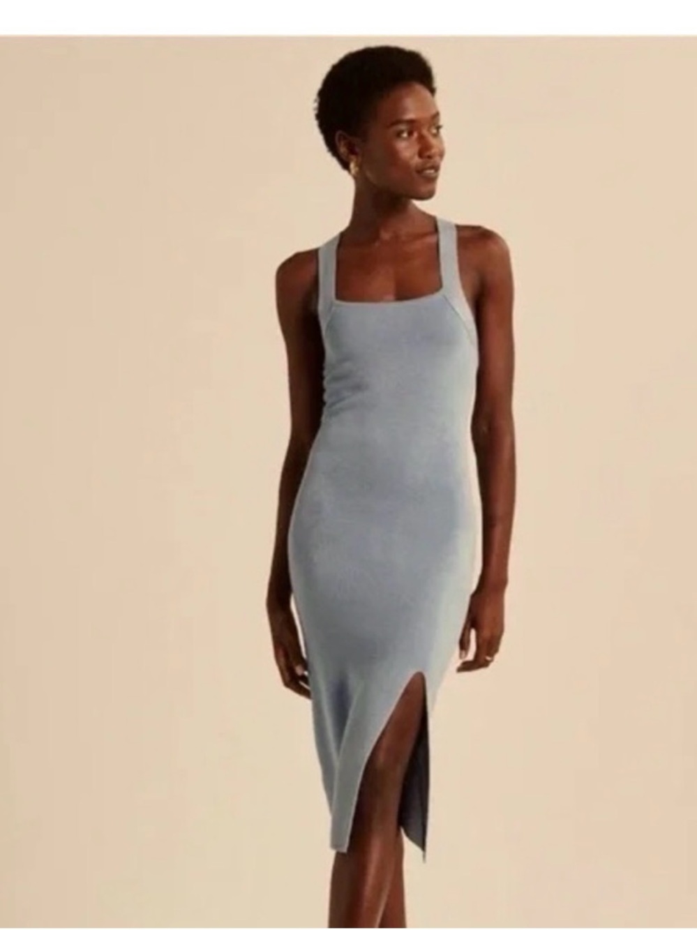 Blue Abercrombie & Fitch Bodycon Midi Dress - Size S
